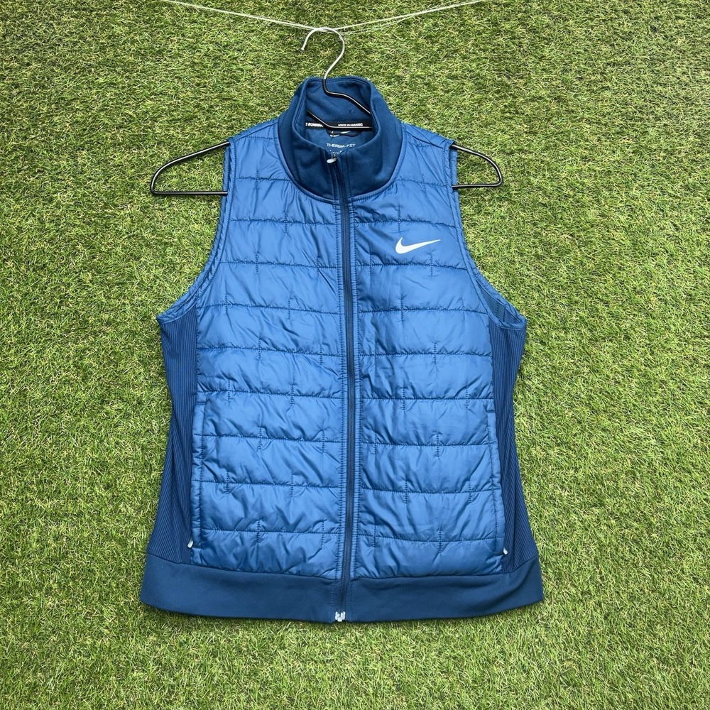 Nike Therma-FIT Running Vest Womens Medium Synthetic-Fill Puffer Blue Zip Up